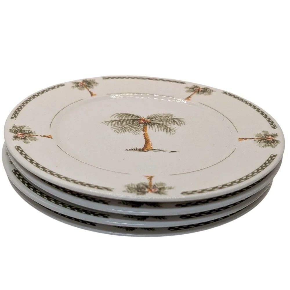 Gibson Dessert Salad Plate‎ Palm Tree Bahama Bay Tropical Vintage Set of Four